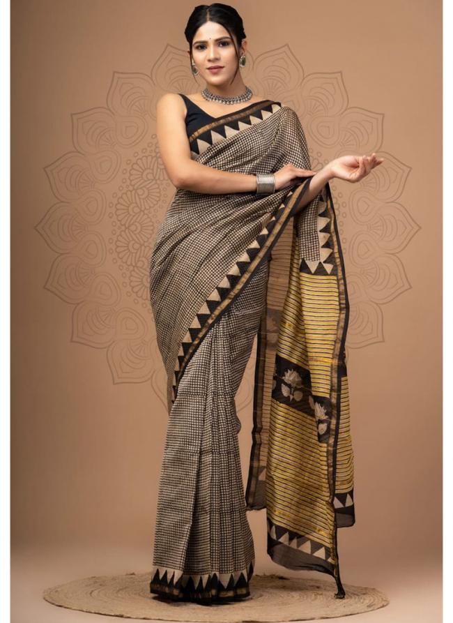 Chanderi Silk Multi Color Traditional Wear Printed Saree